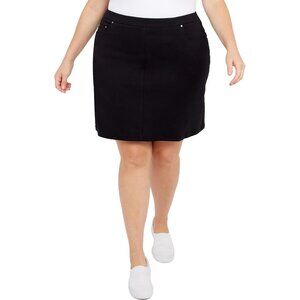 Hearts of Palm Womens Plus Stretch Pull On Skort Black Size 16W